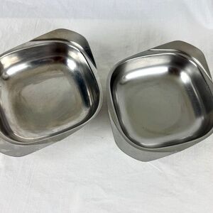 Two 1960s Gense Sweden 18 8 Stainless Square Dish Meal Prep Dishwasher Oven